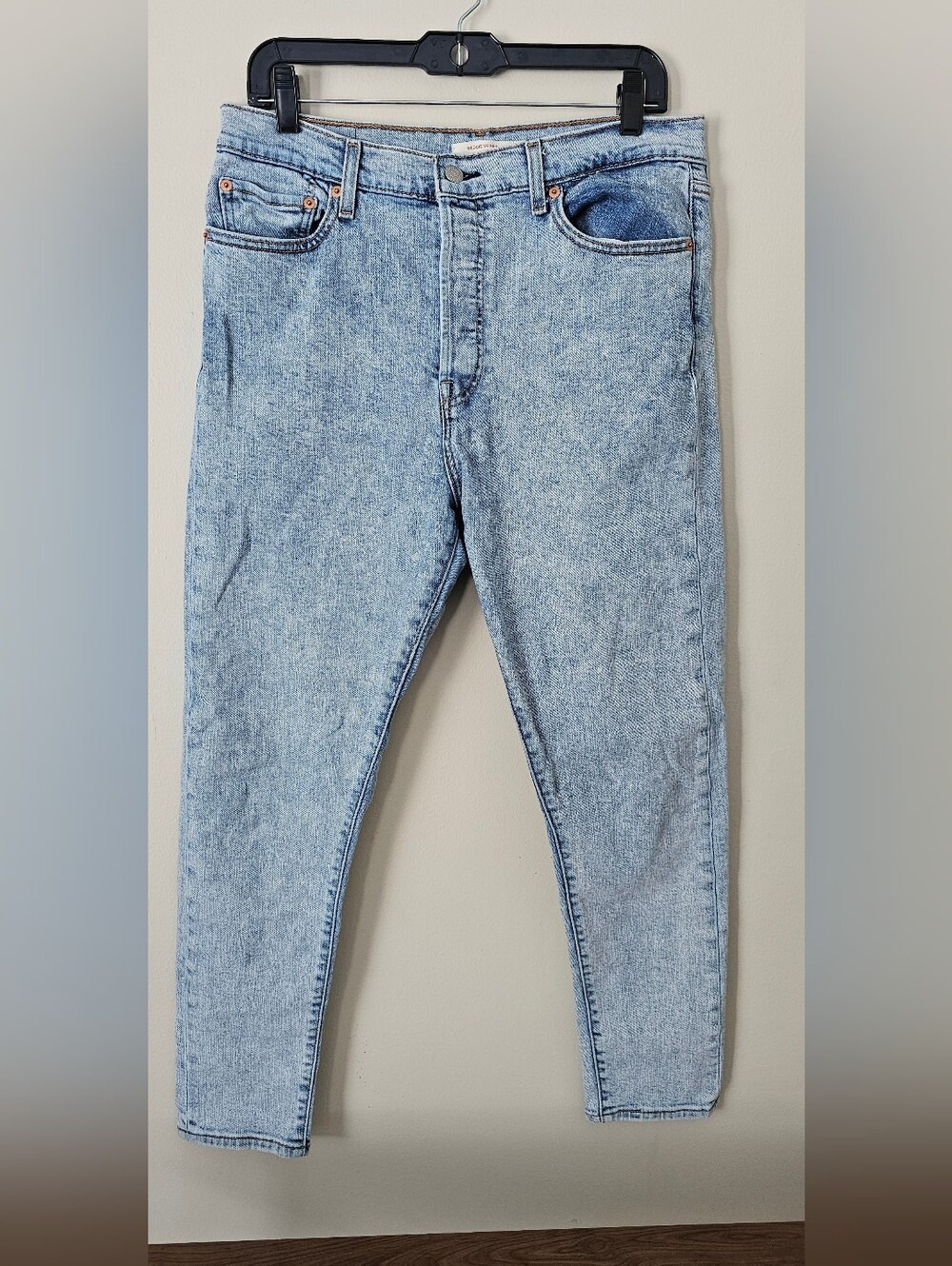 Levi's Women Wedgie Skinny Acid Wash Light Blue High Waist Jeans Plus 32 Cotton